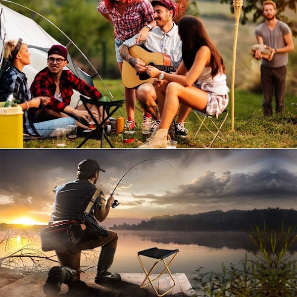 Campingpall för inomhus- och utomhusaktiviteter, kraftig bärbar hopfällbar pall, högtäthets Oxford-tyg flexibelt och rivtåligt, lättvikt