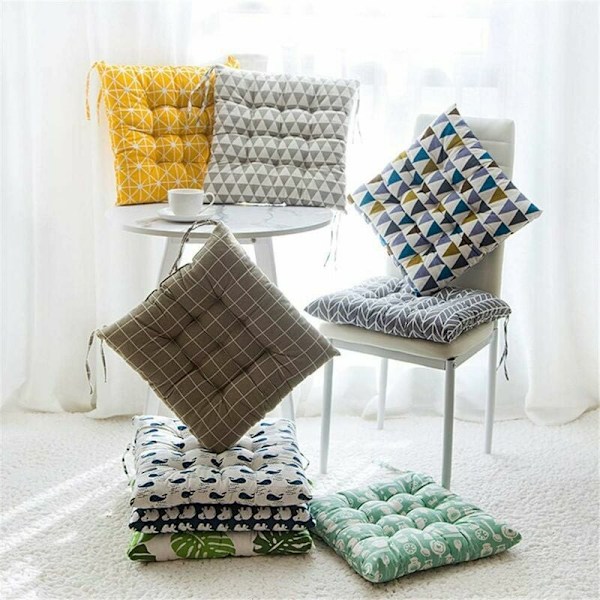 Sittdynor set om 2 dynor, stolsdynor, sittkuddar, 40 x 40 cm, trädgårdsstolsdynor, sittdynor, trädgård, balkong, terrass (gul)