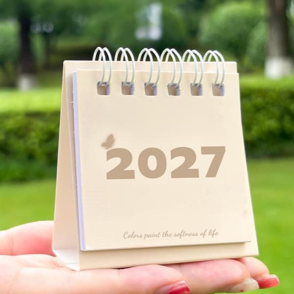 2027 Minimalistisk Stil Månedlig Skrivebordskalender Med Notesblok Til