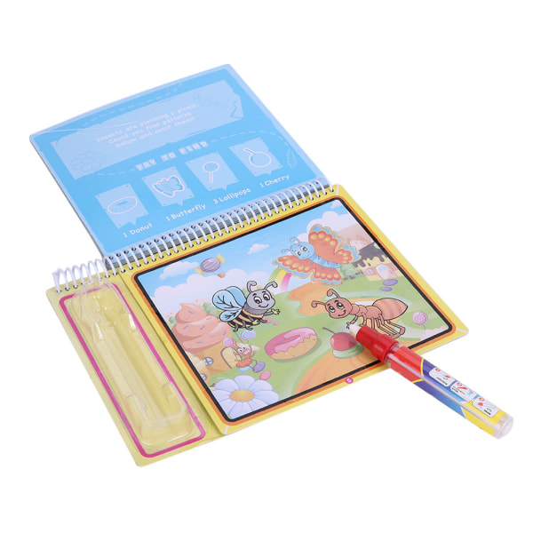 Magic målarbok med vattenritningspenna Barn barn målar leksak för tidig inlärning (insekt)