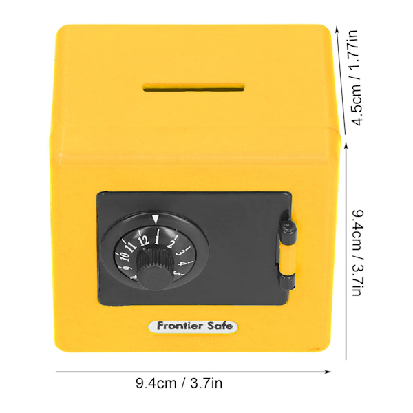 Barnepenger Oppbevaringsboks Simulering Safe Box Kodet Lås Mynt Kontant Sparebøsse for Barn Gul