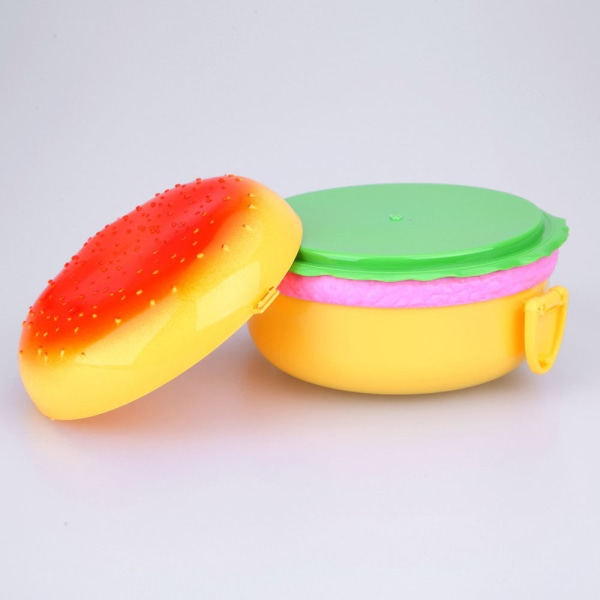 Dobbel plast hamburger Bento lunsjboks, matbeholder oppbevaring med gaffel isolasjon lunsjboks Bento beholder