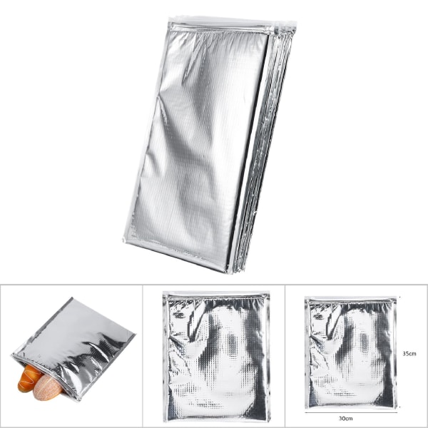 5 stk sett aluminiumsfolieisolert matoppbevaringspose Termisk kjøler sølv (30 * 35 cm)