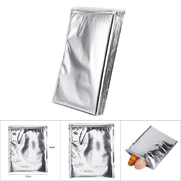 5 stk sett aluminiumsfolieisolert matoppbevaringspose Termisk kjøler sølv (35 * 40 cm)