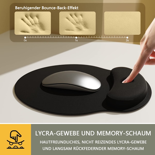 Ergonomiskt tangentbord & musmatta set, slät mikrofiberyta säkerställer exakt spårning, handledsstöd i memory foam för smärtlindring och neutral position,
