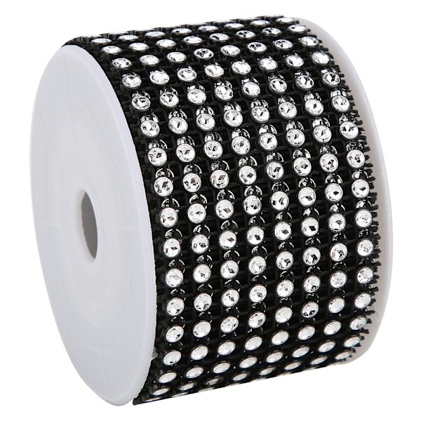 3PCS Rhinestone Mesh Roll Shiny Diamond Wrap Ribbon Trim DIY Håndlavet DekorationSort