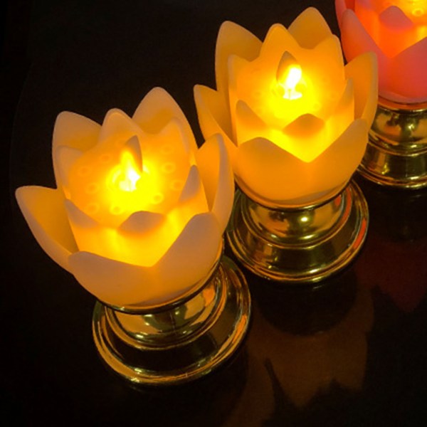 LED Lotus Lampe Farverig LED Blødt Naturligt Lys Livagtig Sikker Lugtfri Holdbar Buddha Lampe til Soveværelse Kontor Stue Beige