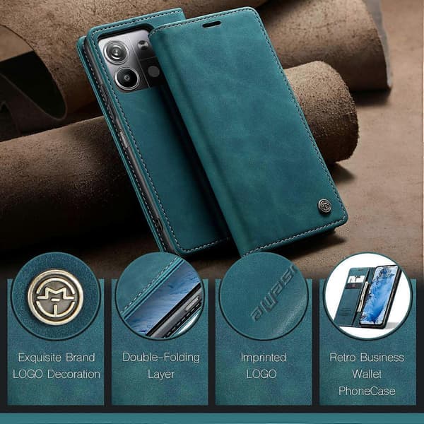 CASEME 013 Series for Xiaomi Redmi Note 13 5G Stand Case Shockproof Leather Phone Cover Multicolor