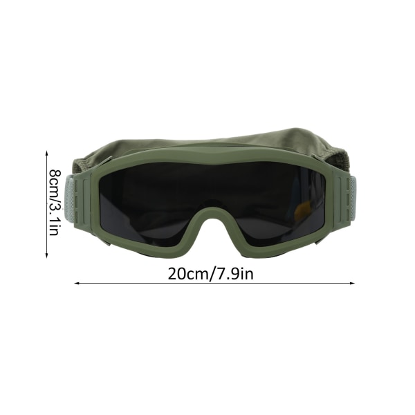 Taktiske støvtette vernebriller Slagfaste antieksplosjons militærbriller (Verre gris à cadre vert armée )