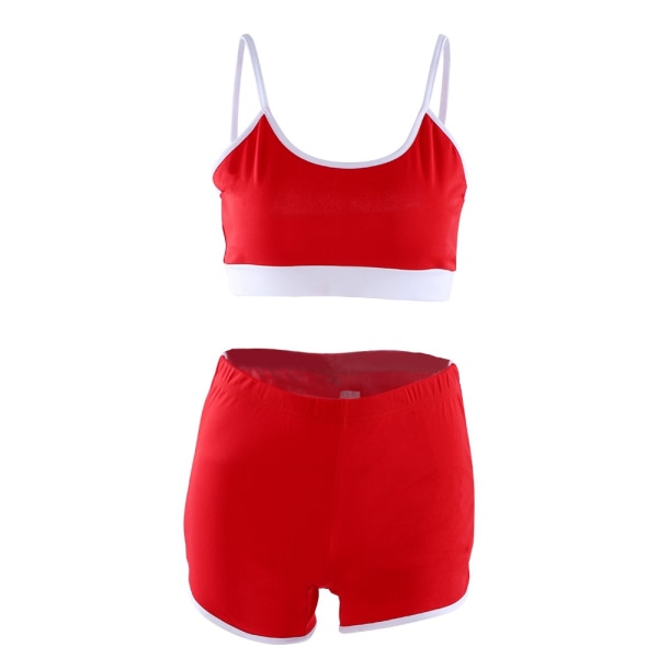 Sexigt mode Kvinnor Kvinnliga Gym Sport Fitness Yoga Träning BH Kort kostym Set(röd, S)