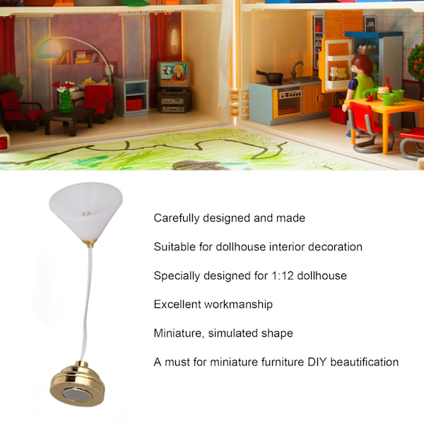 1:12 mittakaavan nukkekodin kattovalaisin, paristokäyttöinen LED-simulaatio, roikkuva miniatyyrikattokruunu