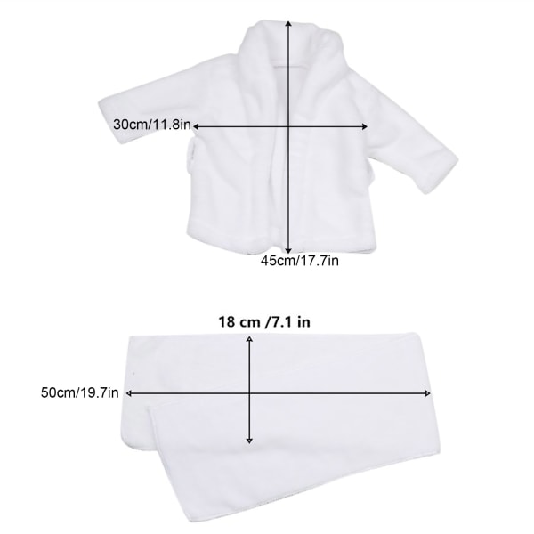 White Baby Photography Props Bathrobe Towel Newborn Infant Shooting Photo Costume (3-6 Months)