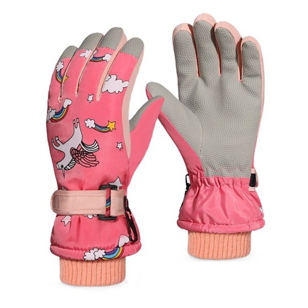 Skidhandskar för ungdomar, bra material snöhandskar för pojkar och flickor, justerbara vindskyddsmuddar för att hålla ute kall luft och snö, lämpliga för olika vintrar