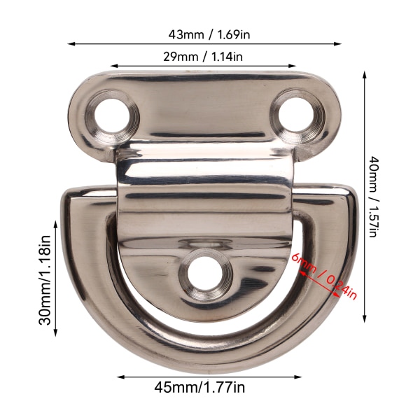 4 sett rustfritt stål sammenleggbar puteøye polering rustfritt D-ringer dekk sammenleggbar puteøye for marine yacht