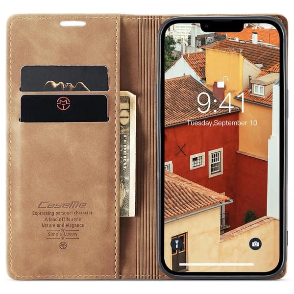 CASEME Lompakkokotelo iPhone 15 - Ruskea
