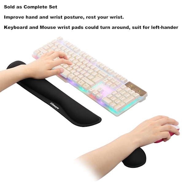 Extra Tjockt Handledsstöd i Memory Foam, Halkfri Texturbas, Ergonomisk Design för Avlastning vid Skrivande