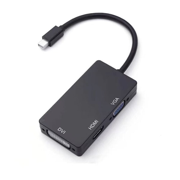Mångsidig Mini DisplayPort-adapter, DisplayPort 1.2a till HDMI, DVI och VGA, Konvertera din laptop eller surfplatta till en widescreen-skärm, för Macbook, Ipad,