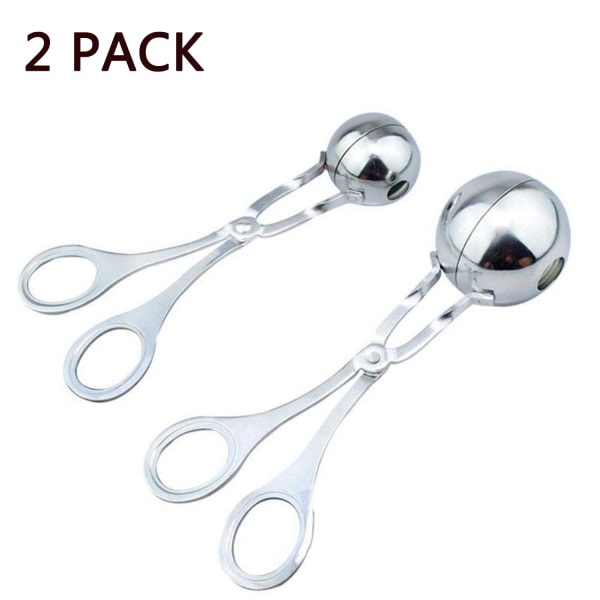 2 PCS None-Stick Meat Ballers, Stainless Steel Meat Baller Tongs, Cake Pop Meatball Maker Ice Tongs, Cookie Dough Scoop for Kitchen. (1.38" and 1.78")