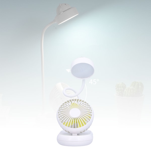 Fan Desktop Lamp Small Fan Silent Long Battery Life USB Charging Large Capacity Battery Portable Light Fan White