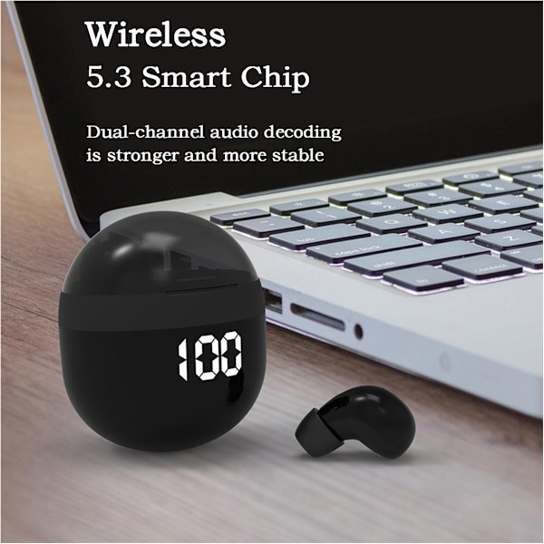 True Wireless Hörlurar För Ios Android, Bluetooth 5.3 Hörlurar Med LED Batteridisplay, Portabelt Laddningsfodral Ingår, Djupt Basljud, IpX5