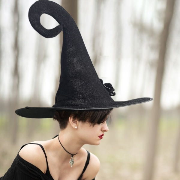 Halloween Heksehat Sort Kvinder Flanell Heksehat Kostumefest