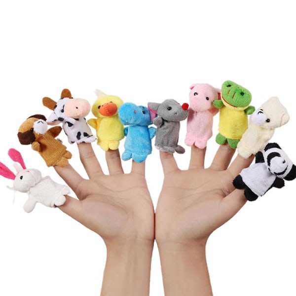 10 kpl / sarja Cartoon Animal Finger Puppets Set Cute Mini Hand Finger Plush Doll Toy Comfort Toys vauvalle