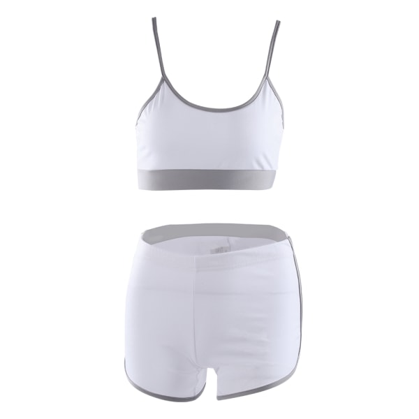 Sexigt mode Kvinnor Kvinnor Gym Sport Fitness Yoga Träning BH Kort kostym Set(Vit, L)