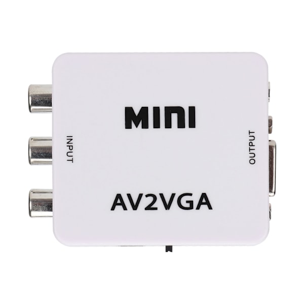 480P Mini Composite AV til VGA Adapter TV Set Top Box Audio Video Converter (Hvit)