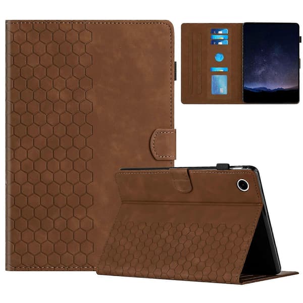 Etui til Samsung Galaxy Tab A9+ Honeycomb-trykt læder tabletbeskyttelse med kortplads