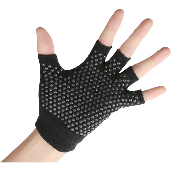 Yogahandskar, Halkfritt Grepp & Fingerlös Design, För Kvinnor & Män, Bomull som Andas, Förbättrar Stabilitet & Komfort, Perfekt för Yoga, Pilates, Dans &