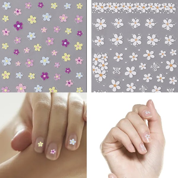 4st Flower Nail Art Sticker 5D Micro relief Nail Decal Spring