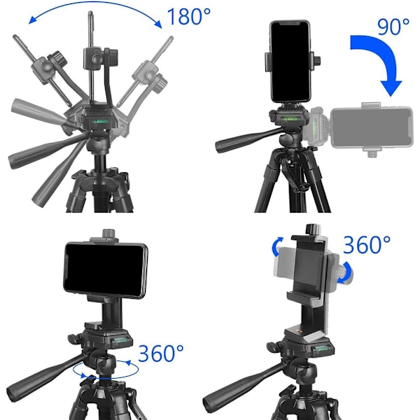 Kompakt Lättviktigt 57-tums Stativ för DSLR-kameror, Högkvalitativ Aluminiumlegeringskonstruktion Säkerställer Hållbarhet, Halkfria Gummifötter för Pålitligt Grepp,