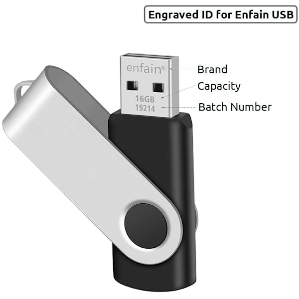 Minnessticka för mångsidig användning, USB 2.0-minne, portabel och hållbar lagringslösning, kompakt storlek för bekvämlighet på språng (16GB, 10-pack)