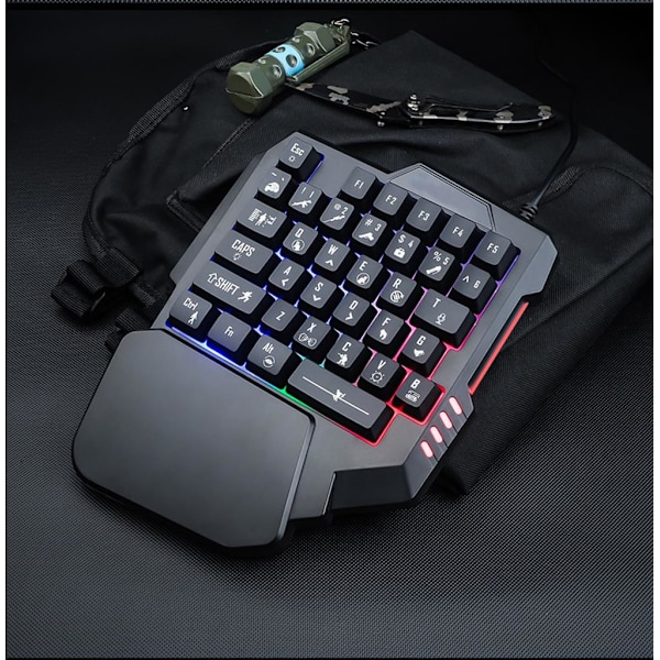 Mekaniskt Gamingtangentbord En Hand, 35 Tangenters Portabelt Tangentbord Med Blå Brytare, Ergonomisk Design För Professionella Gamers