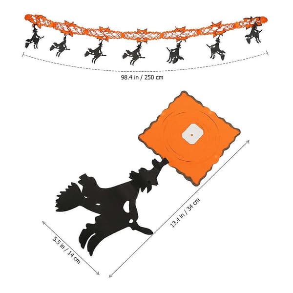 Witch Pattern Garland Halloween Decorative Hanging Paper Pendants