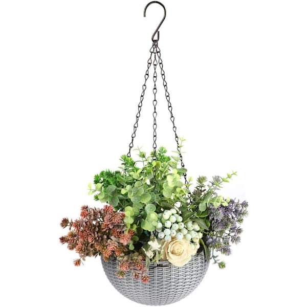 Eleganta hängande blomkrukor för utomhusväxter, 2 st självvattnande hängkrukor inomhus, minimalistisk design med dräneringshål och växthängare, klassisk