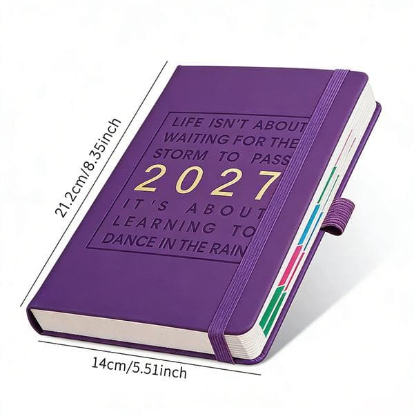 2027 Planner (English Version) - Calendar, Notebook, Work Efficiency Recorder, Bandage Planner (Purple)