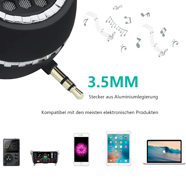 Kompakt Portabel Högtalare, Mini Mobiltelefonhögtalare med Klar Bas, Snabbansluten 3.5mm AUX Ljudingång, Hög Volym för iPhone, Smartphone