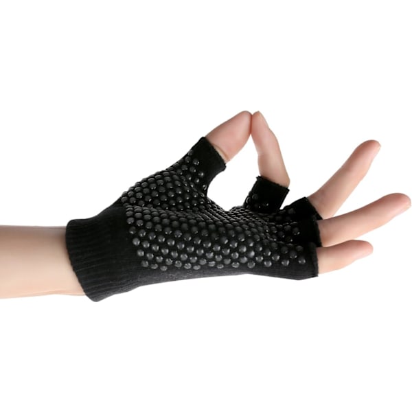 Yogahandskar, Halkfritt Grepp & Fingerlös Design, För Kvinnor & Män, Bomull som Andas, Förbättrar Stabilitet & Komfort, Perfekt för Yoga, Pilates, Dans &