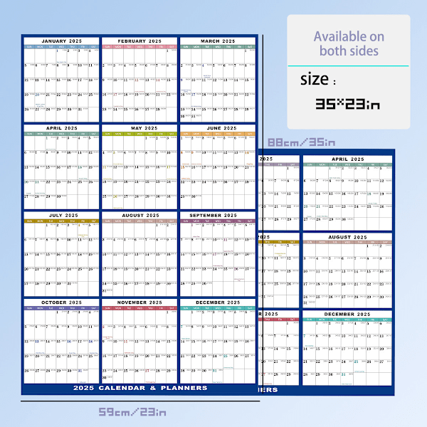 Väggkalender 2025 - 2025 Väggkalender 12 Månader, Väggkalender Torr Radering Månadsvis Stor Laminerad Kalender, Raderbar & Återanvändbar