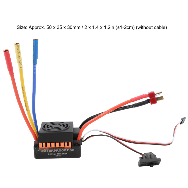 RC ESC 45A Vattentät Elektronisk Hastighetsregulator Tillbehör för 1/10 RC Bilmodell Orange