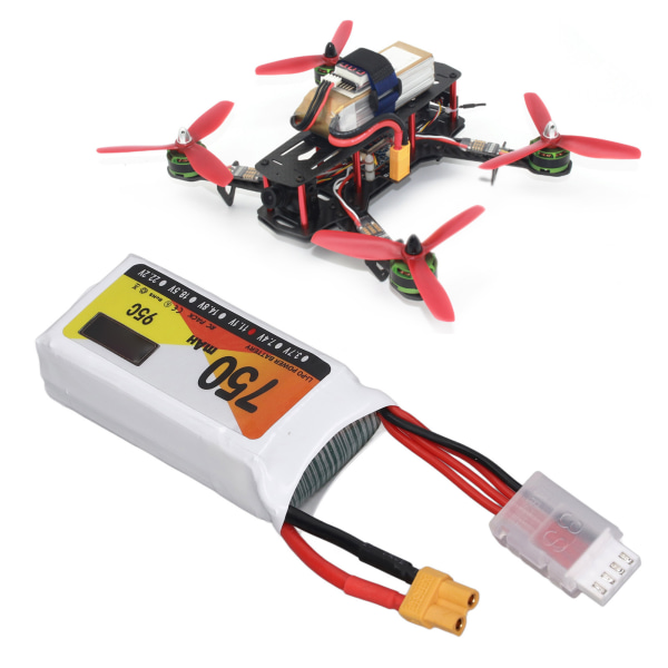 Lipo-batteripakke 3S 1P 95C 750mAh 11,1V Li Poly RC-batteri med XT30-stik til H210 Racing Quadcopter