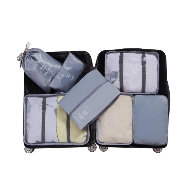 7 stk reisepakkepose Bærbar myk vanntett bagasjeoppbevaring