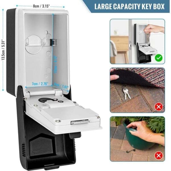 Outdoor Secure Key Box [Backlit], Large Waterproof Wall Mounted with Digital Code, Robust Key Case, Indoor Key Cabinet