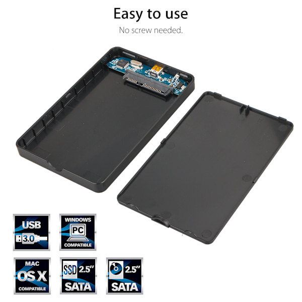 Solid State Drive Kompatibelt Fodral, LED-ljusdisplay, Hållbar Konstruktion, Konvertera Din Interna 2.5 Tums HDD Till En Extern, Verktygsfri Design,