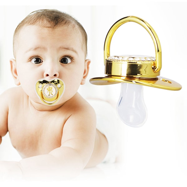 Baby Spädbarn Utsökt Golden Crown Letter Strassnapp med Kedjeklämma Bokstav R