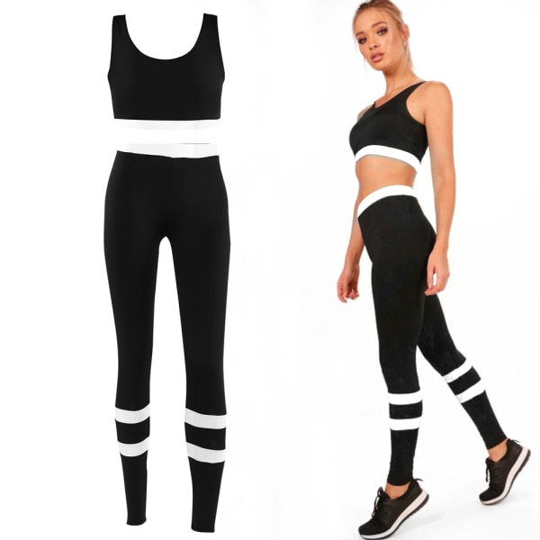 Kvinder Dame Yoga Gym Bukser Leggings Sports BH Sæt til Fitness Workout (Hvid S)