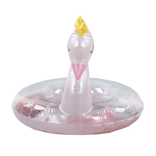 Uppblåsbar Svan Baby Badring, Mjuk & Hudvänlig Förtjockad Pvc Vikbar, Söt Djur Pool Float Med Färgglada Paljetter Dekoration För Kul I