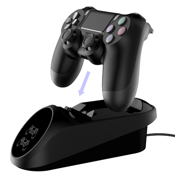 Dubbla USB-portar PS4-kontrollladdare: Dockningsstation med snabbladdningsport, PS4 Dualshock 4-laddare som säkerställer mångsidiga laddningsalternativ