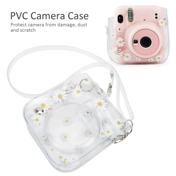 Transparent lille kamerataske PVC-etui med skulderrem til Fujifilm Instax Mini 11/9/8